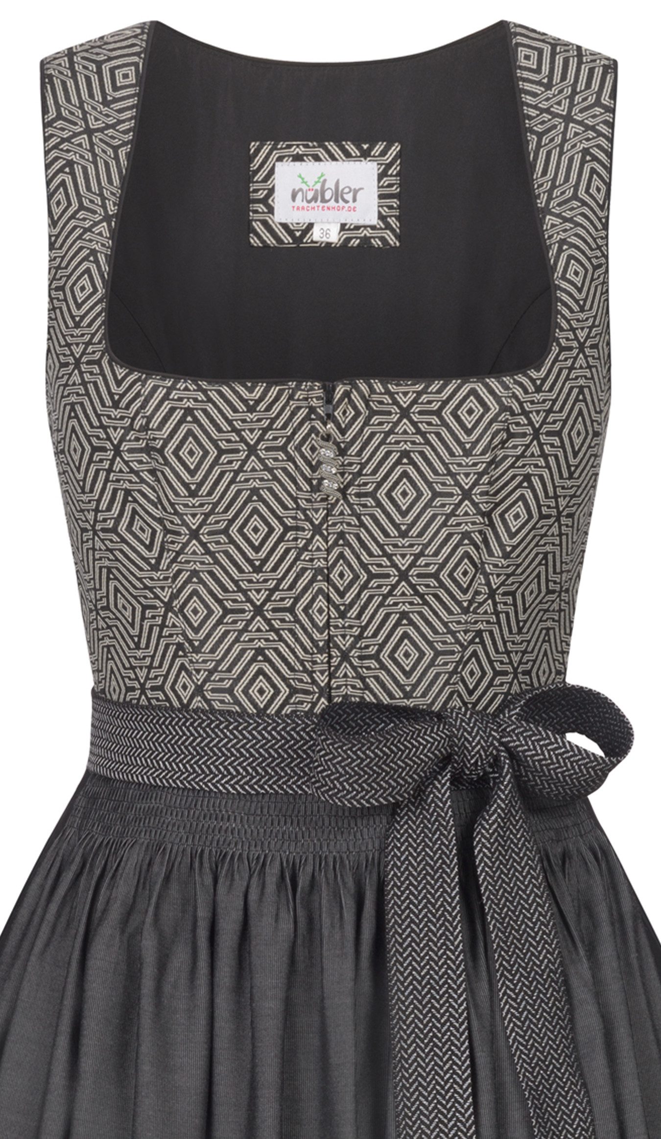 Nübler Trachtenkleid Midi Dirndl Grace in Schwarz von Nübler - Rocklänge 60 cm