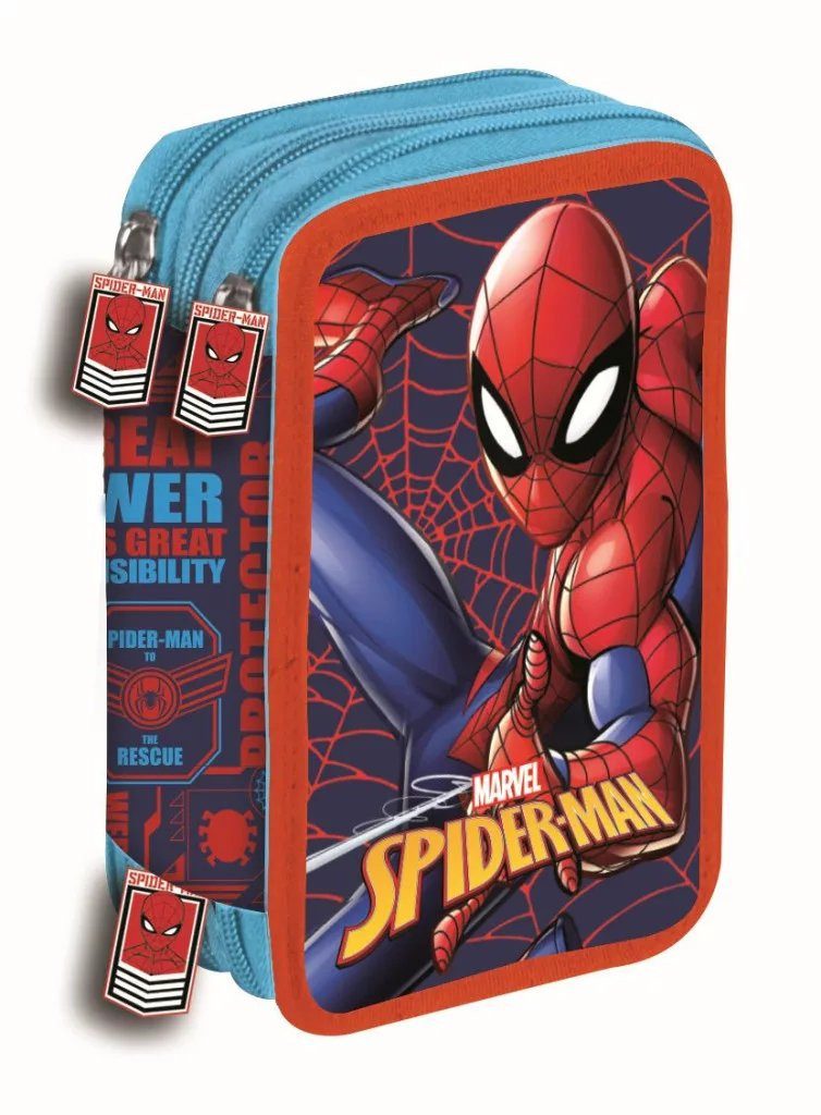Spiderman Federmäppchen Marvel Spider-Man Great Power gefülltes 3-stöckiges Federmäppchen