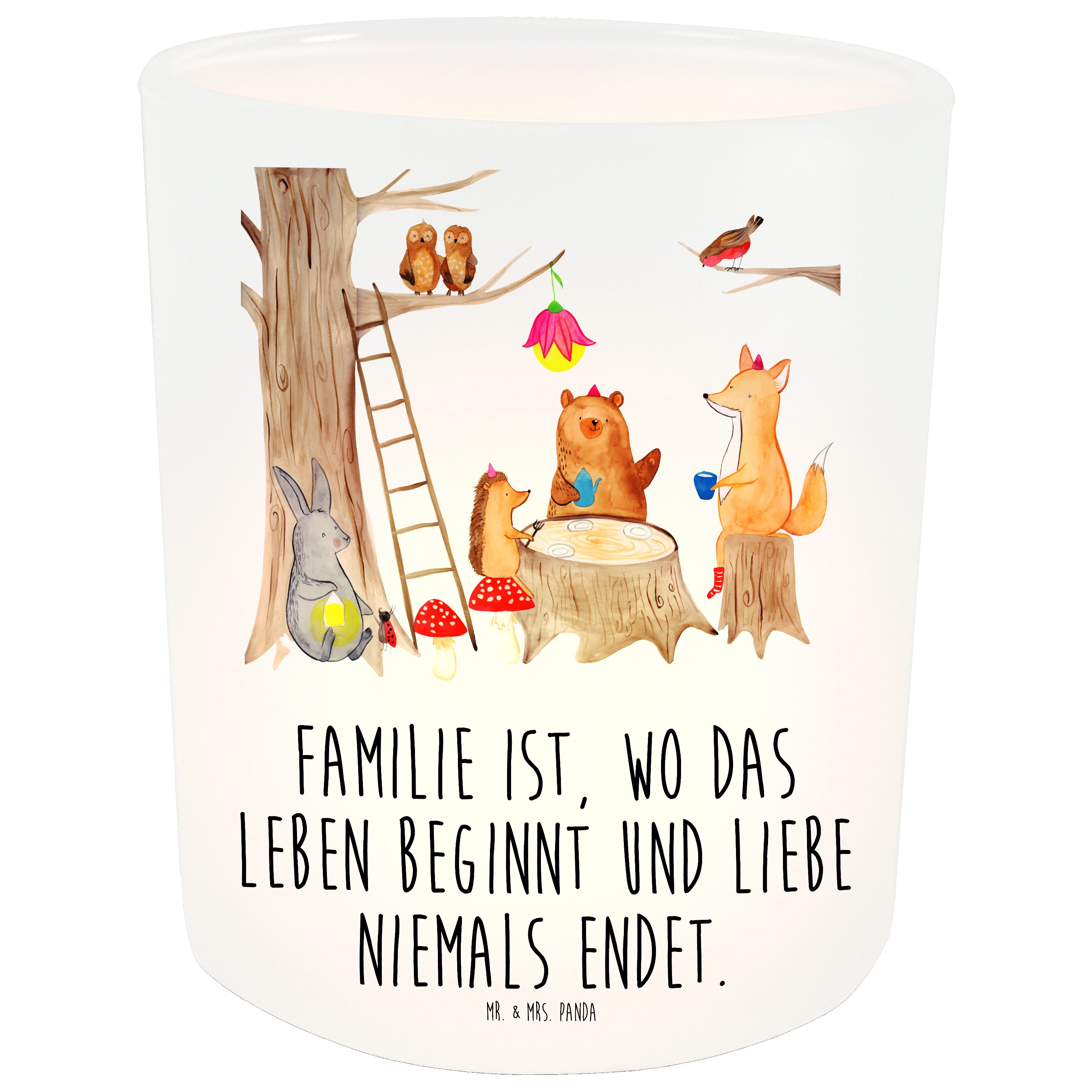 Mr. & Mrs. Panda Windlicht Waldtiere Picknick Transparent Geschenk