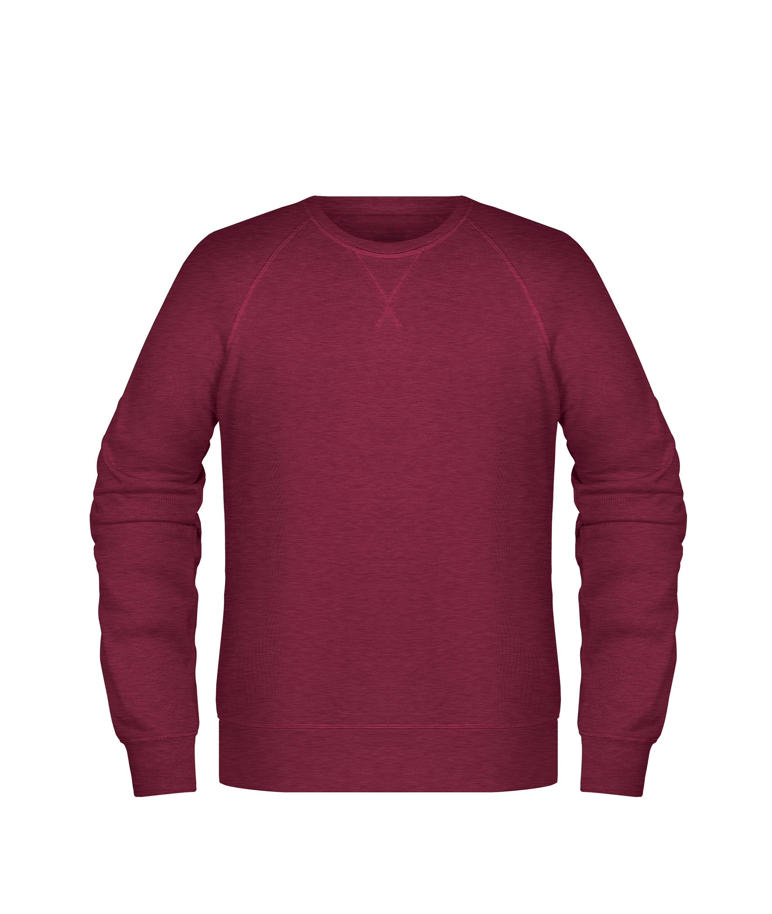 Novux Sweater burgundy mottled Sweatshirt Baumwolle (1-tlg) Cotton Organic Herren aus farbe