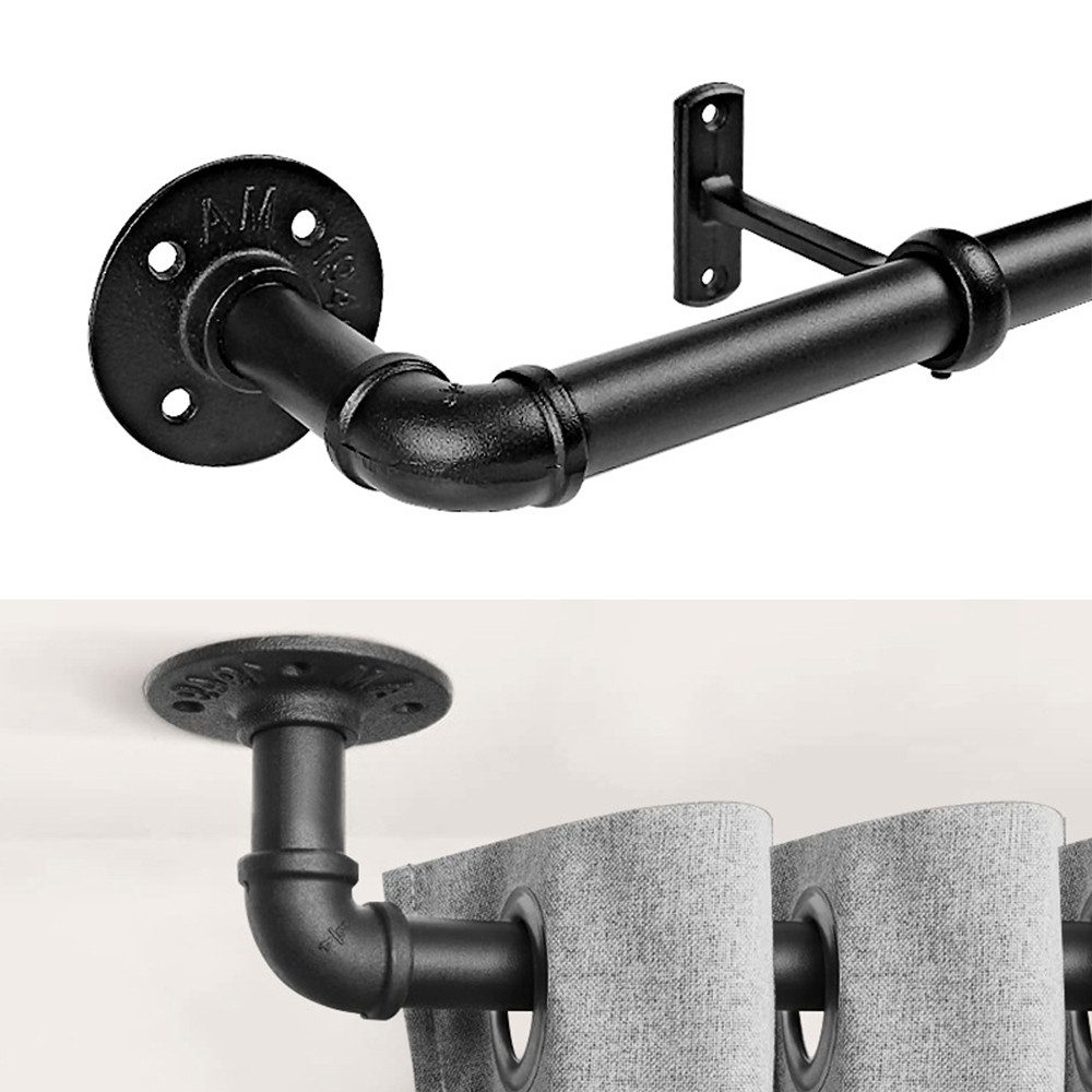 NUODWELL Gardinenstange Gardinenstange Schwarz, 3 Größen Industrial Vorhang günstig online kaufen