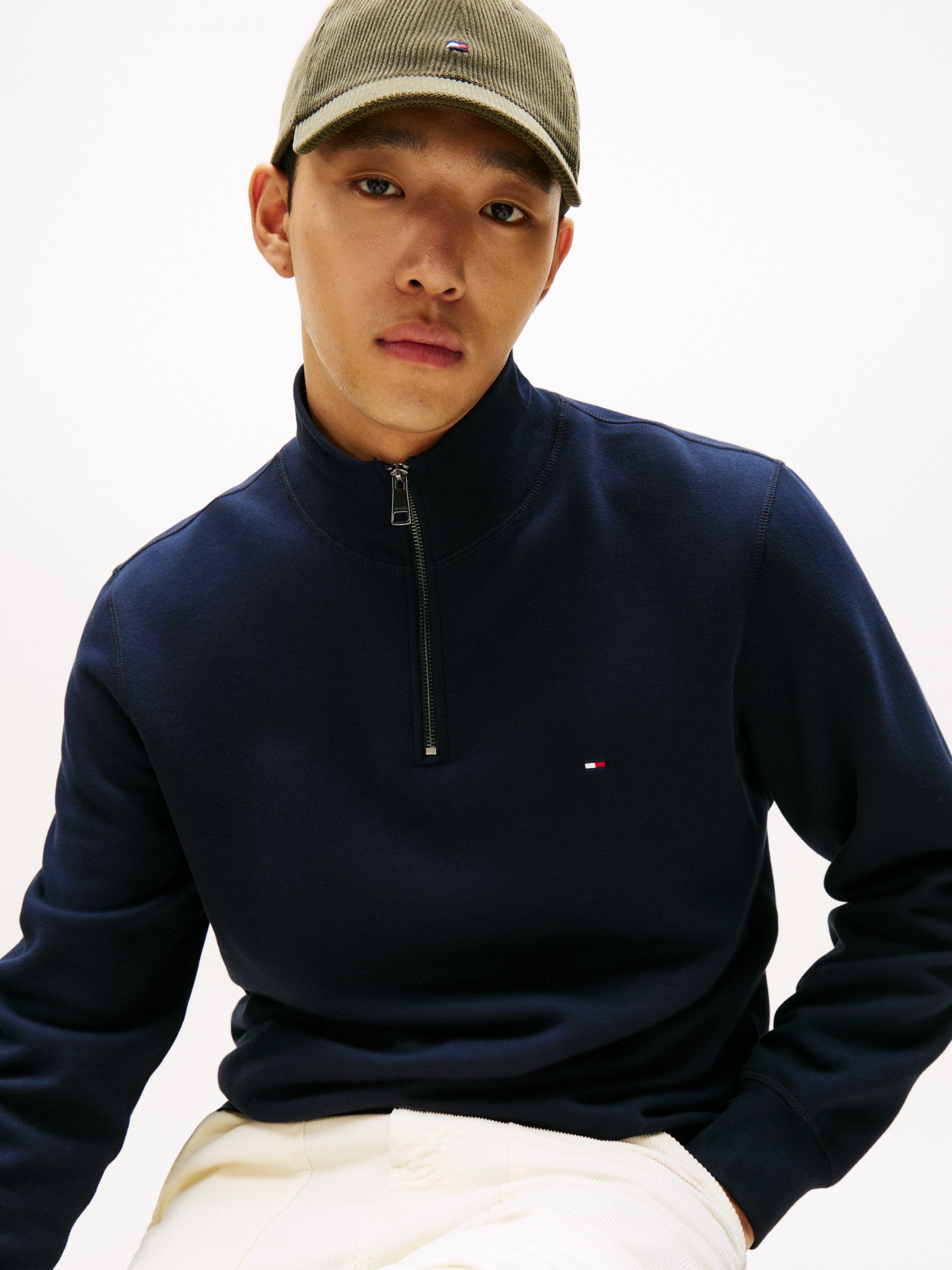 Tommy Hilfiger Sweatshirt ESSENTIAL FLEECE 1/4 ZIP mit Stehkragen