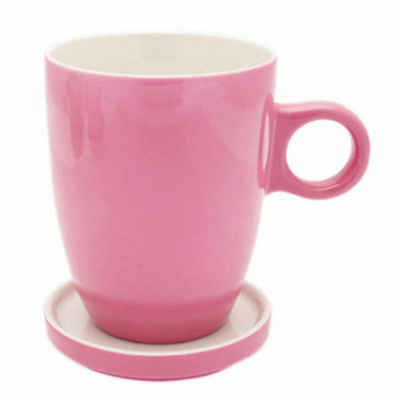PICKWICK Tasse Teetasse mit Untertasse, Tee Tip, rosa, 230 ml, Porzellan