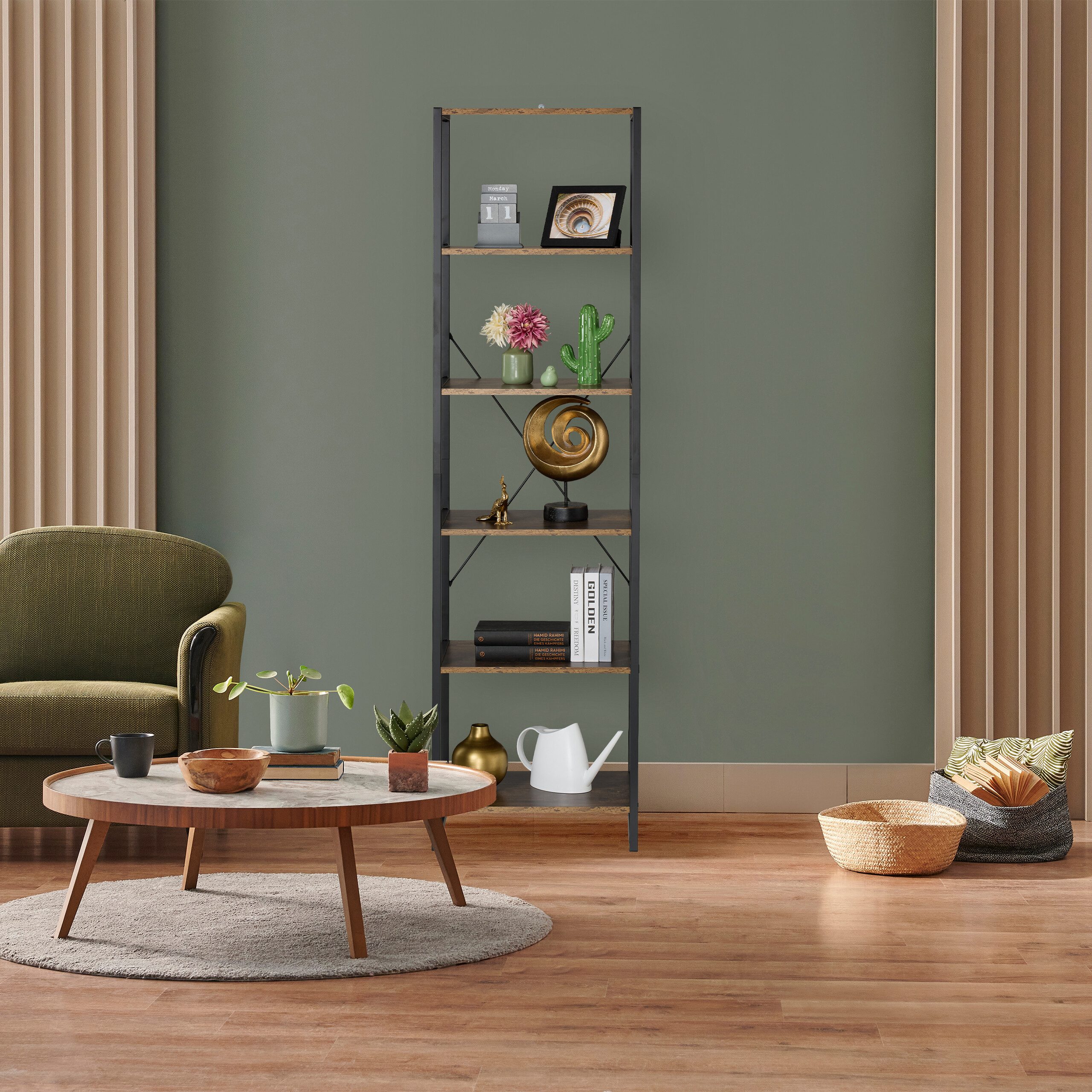 relaxdays Standregal mit 6 Ebene, Industrial-Schwarz günstig online kaufen