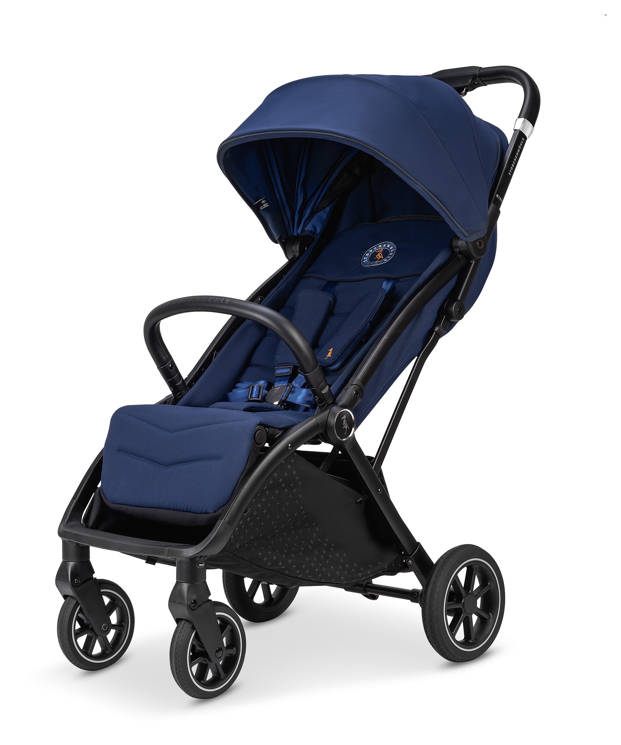 Storchenmühle Kinder-Buggy Niko, Luftkammer-Räder, XXL Sonnenverdeck UPF 50+, Einhand-Faltmechanismus