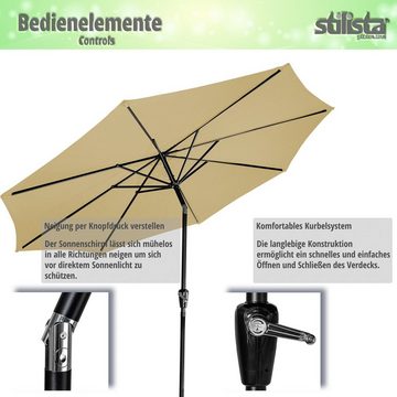 STILISTA Marktschirm Sonnenschirm Gartenschirm Kurbelschirm, Ø 300 cm, UV 40+, Farbwahl, inklusive Abdeckung