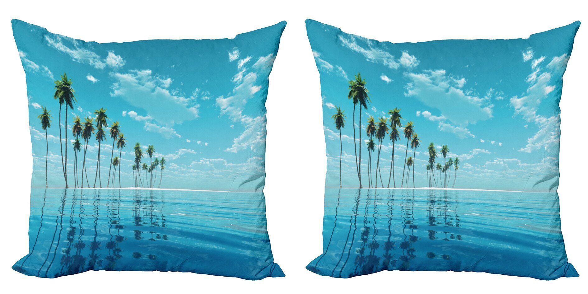 Kissenbezüge (2 Kokosnussbäume Accent Digitaldruck, stilles Wasser Doppelseitiger Lange Stück), Modern Abakuhaus Fidschi