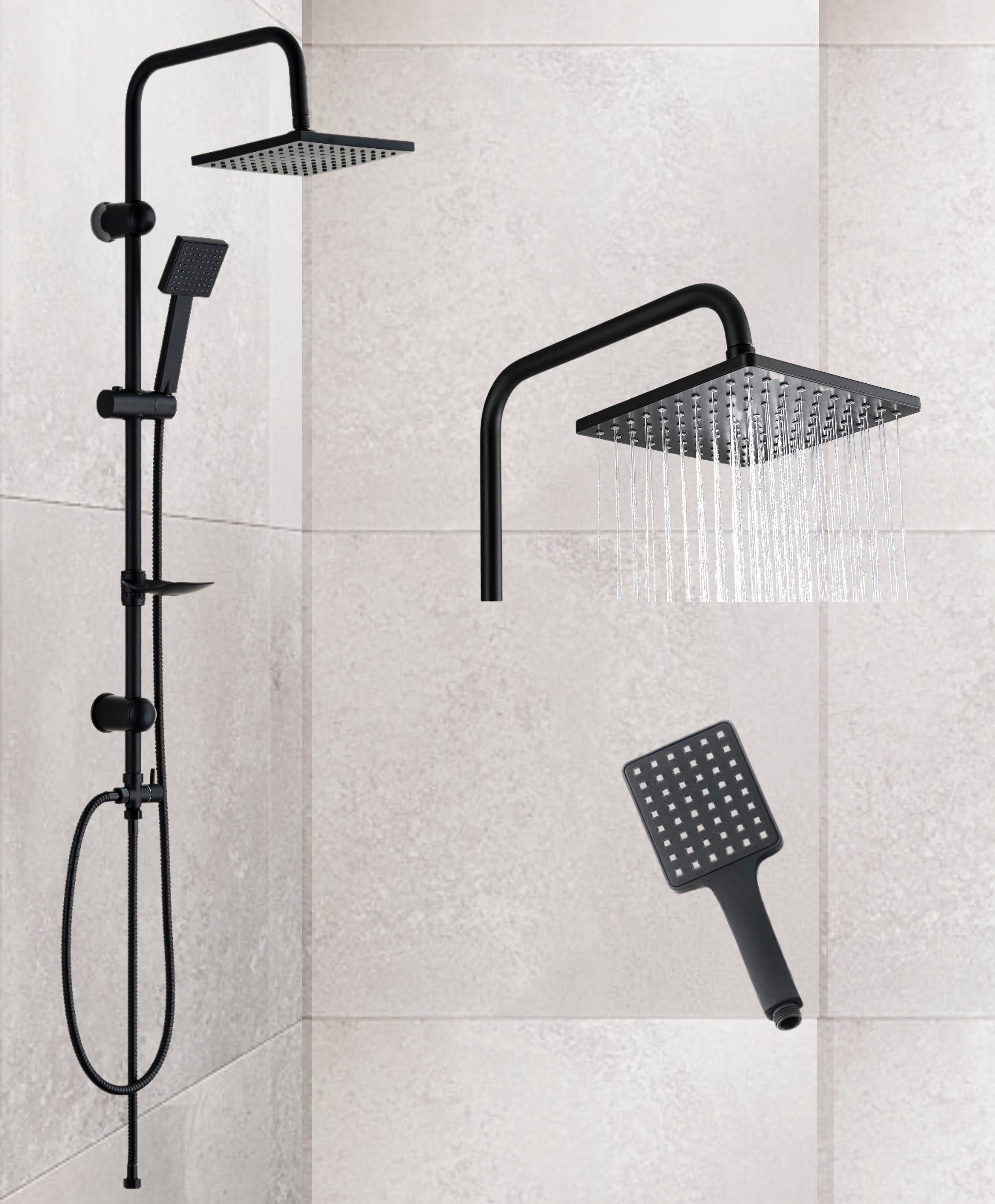 Regendusche Duschsystem Set, Set Schwarz Möbel cm Dusch Höhe Faizee 97 Duschsystem