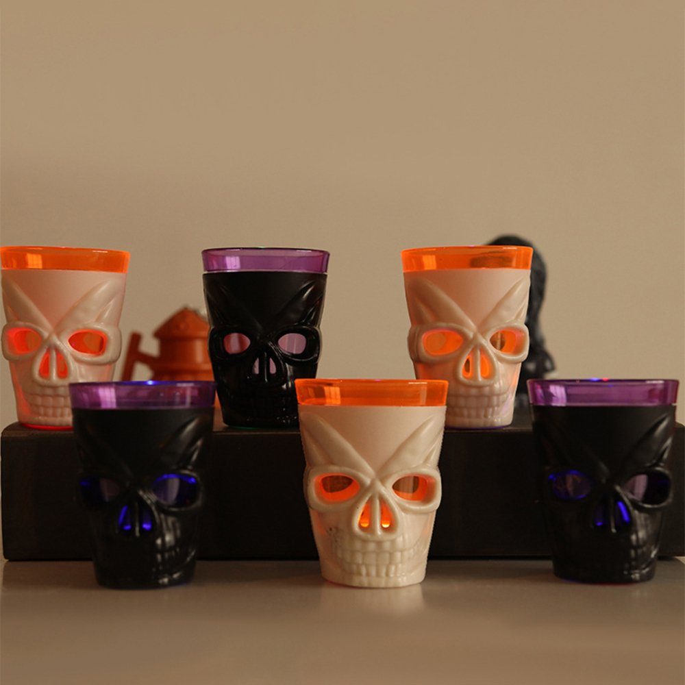 Leuchtender Tasse Becher, Halloween-Schädelkopf, Lila/orange, Urlaub Blusmart