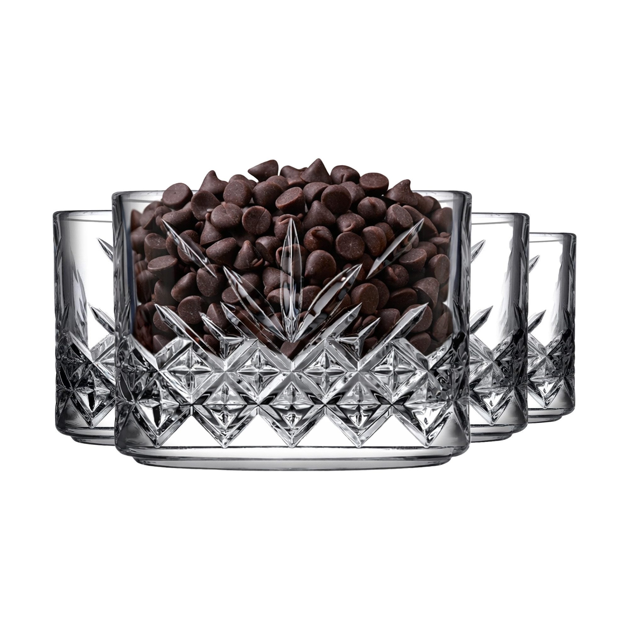 Pasabahce Dessertschale Timeless Stapelbare Quadratisch Glasschale 235 ml (7 3/4 oz) - 4er-Set, Glas, (4er-Set, 4-tlg), Stapelbar, langlebig, spülmaschinengeeignet