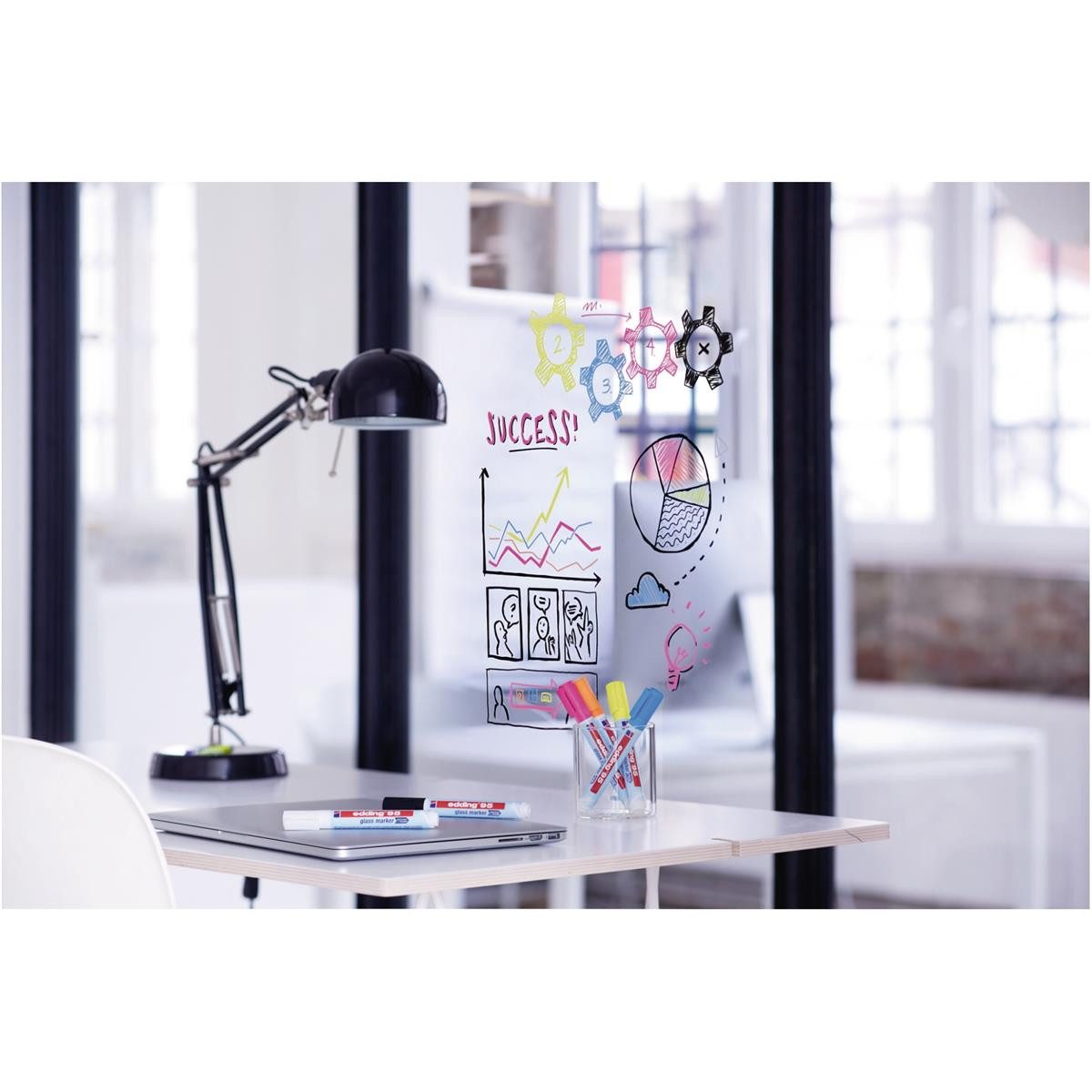 edding Permanentmarker 4 edding 95 Glasboardmarker farbsortiert 1,0 - 5,0 mm
