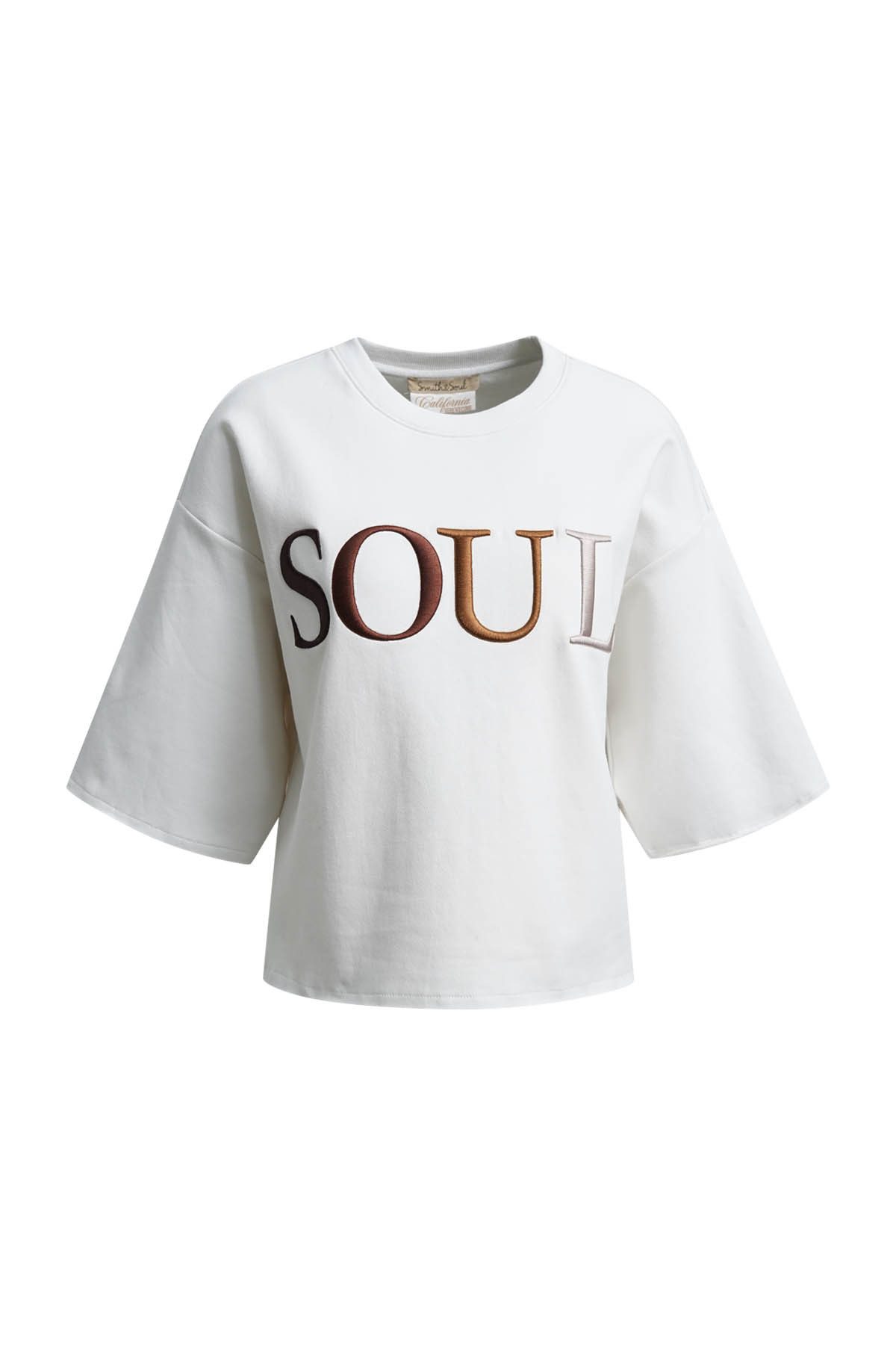 Smith & Soul Sweatshirt mit kurzen Ärmeln, gestickter Logoschriftzug
