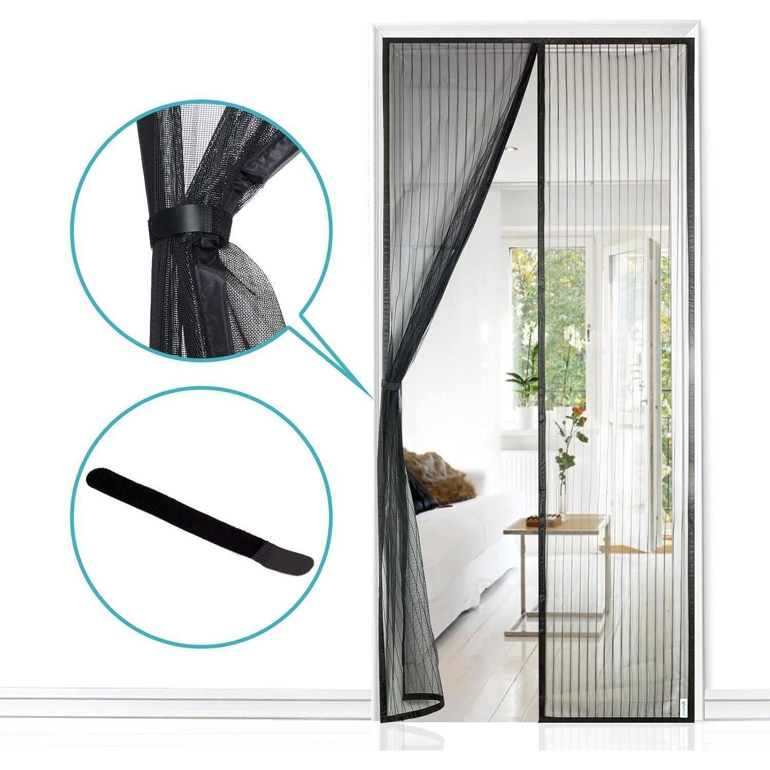 LuxusKollektion Moskitonetz Fliegengitter Tür 90x240cm Magnetvorhang 90x240 cm Schwarz