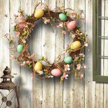 FIDDY Osterkranz mit dekorativen Eiern, Ostereier-Ornamente, große Ostereier-Girlande