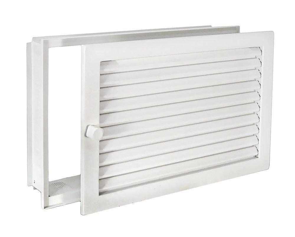 CB-TEC Lüftungsgitter Warmluftgitter WGPB 3523 W Putzbündig Weiss 350 x 230 Abluftgitter, Regulierbare Lamellen