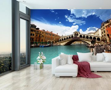 wandmotiv24 Fototapete Venedig, Rialtobrücke, glatt, Wandtapete, Motivtapete, matt, Vliestapete