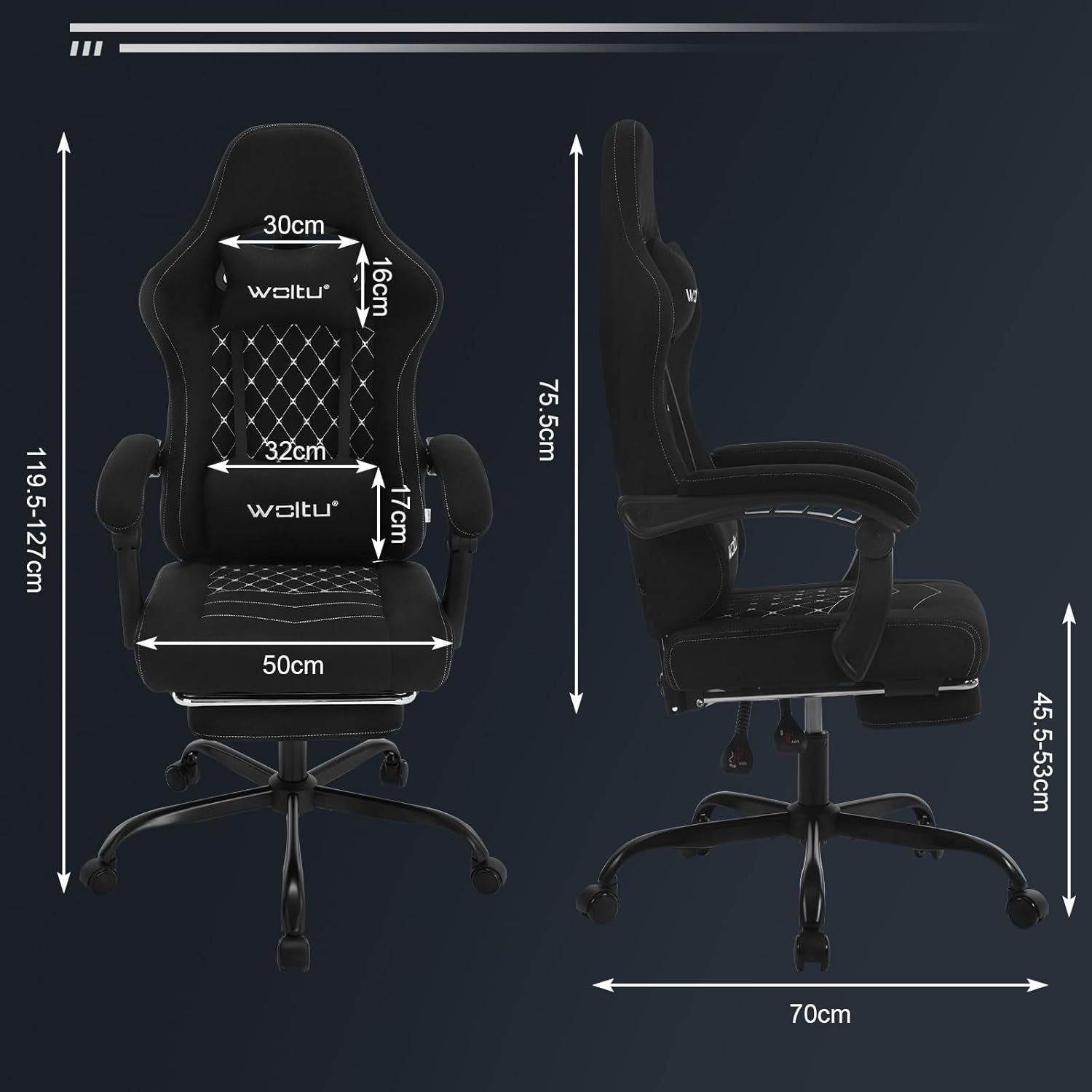 Woltu Gaming-Stuhl (1 St), mit Massagefunktion, ergonomisch, 150 kg, Netzstoff