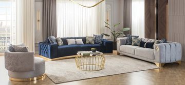 JVmoebel Wohnzimmer-Set Komplett Hochwertig stilvoll 3-Sitzer Couch Modern Grau Sessel, (2-St., Sofa 3-Sitzer/Sessel), Made in Europa