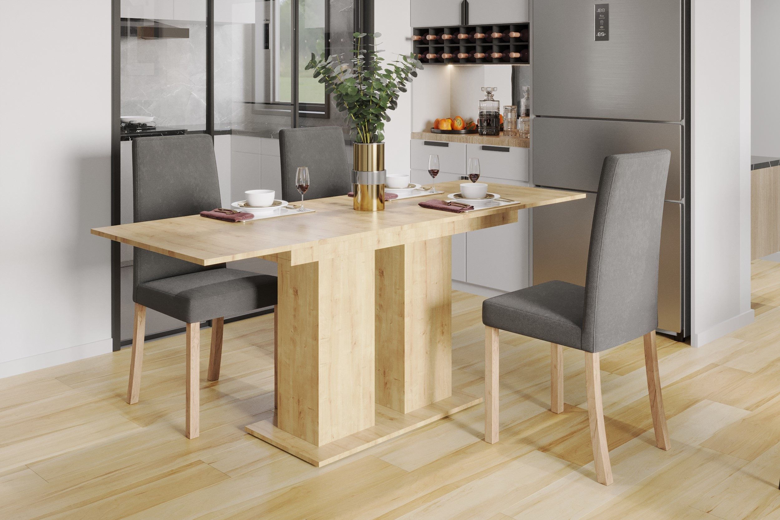 Kaiser Möbel Klapptisch Moderner Ess- oder Wohnzimmertisch Dante, Breite 70 oder 80 cm, aufklappen