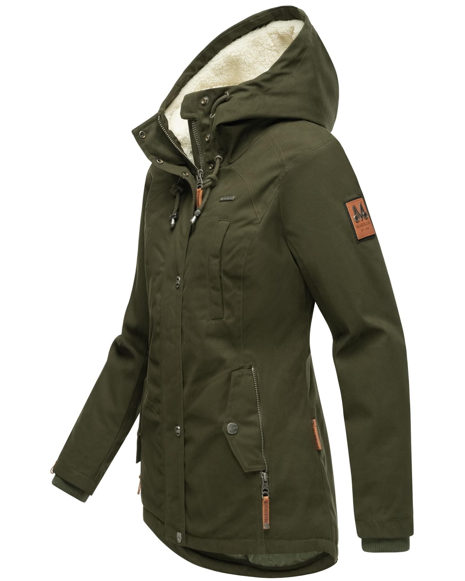 Marikoo Winterjacke Bikoo sportliche Damen Outdoor Baumwolljacke mit Kapuze