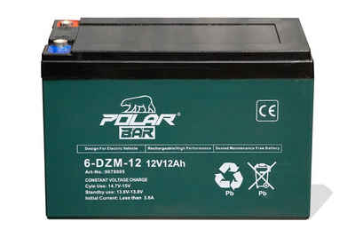 Polar Bär Polar Bär Batterie Blei Gel Akku 6-DZM-12 12V 12Ah Powerbatterie Batterie