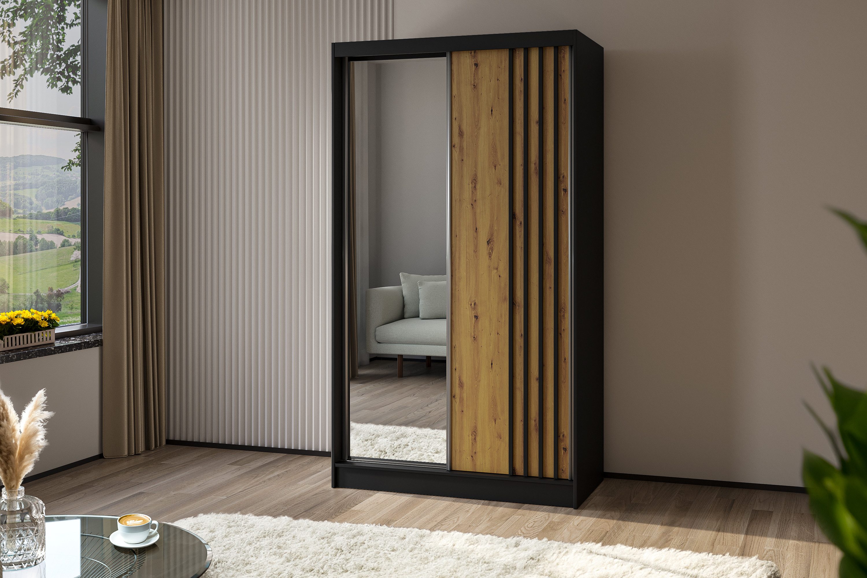 Beautysofa Schiebetürenschrank NELA II mit Spiegel, günstig online kaufen