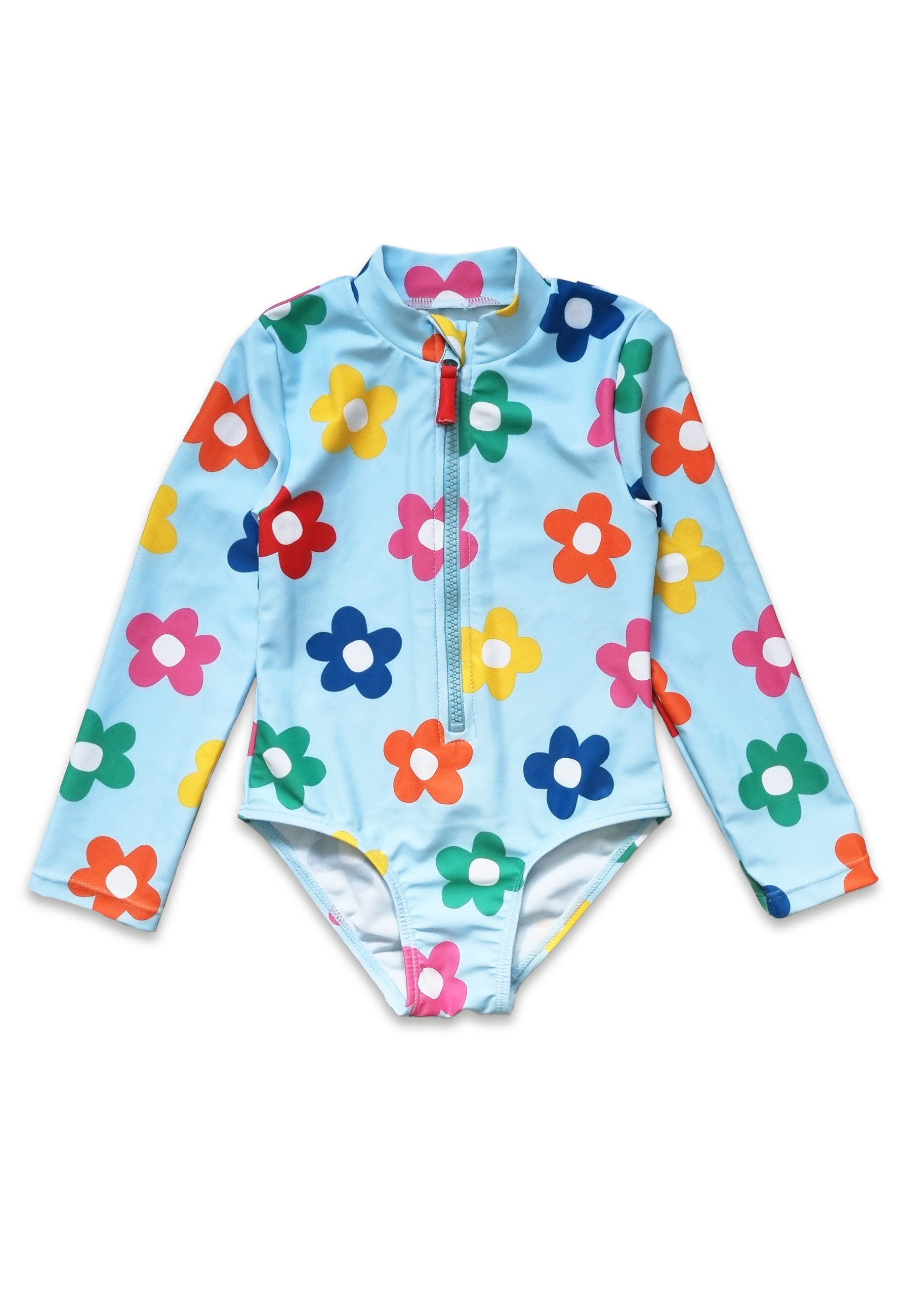 Badeanzug Badeanzug mit Regenbogenblumen Print