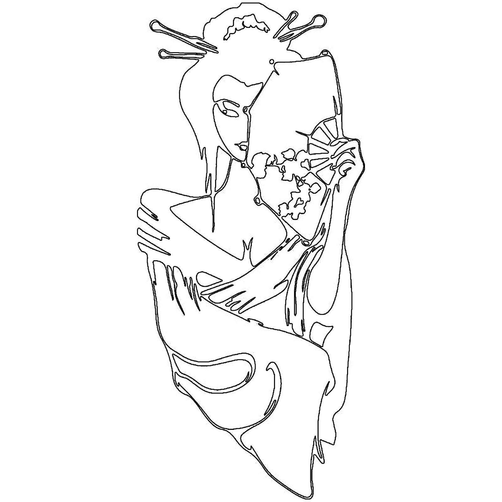 Jumpeak Wanddekoobjekt wanddekoration metall,Japanische Frauen,Moderne Kunst,wall art,Porträt, wanddekoration wohnzimmer,Metallverzierung,4 Farben,4 Größen