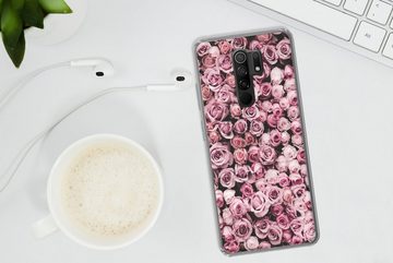 MuchoWow Handyhülle Blumen - Rosen - Natur - Rosa - Botanisch, Phone Case, Handyhülle Xiaomi Redmi 9, Silikon, Schutzhülle