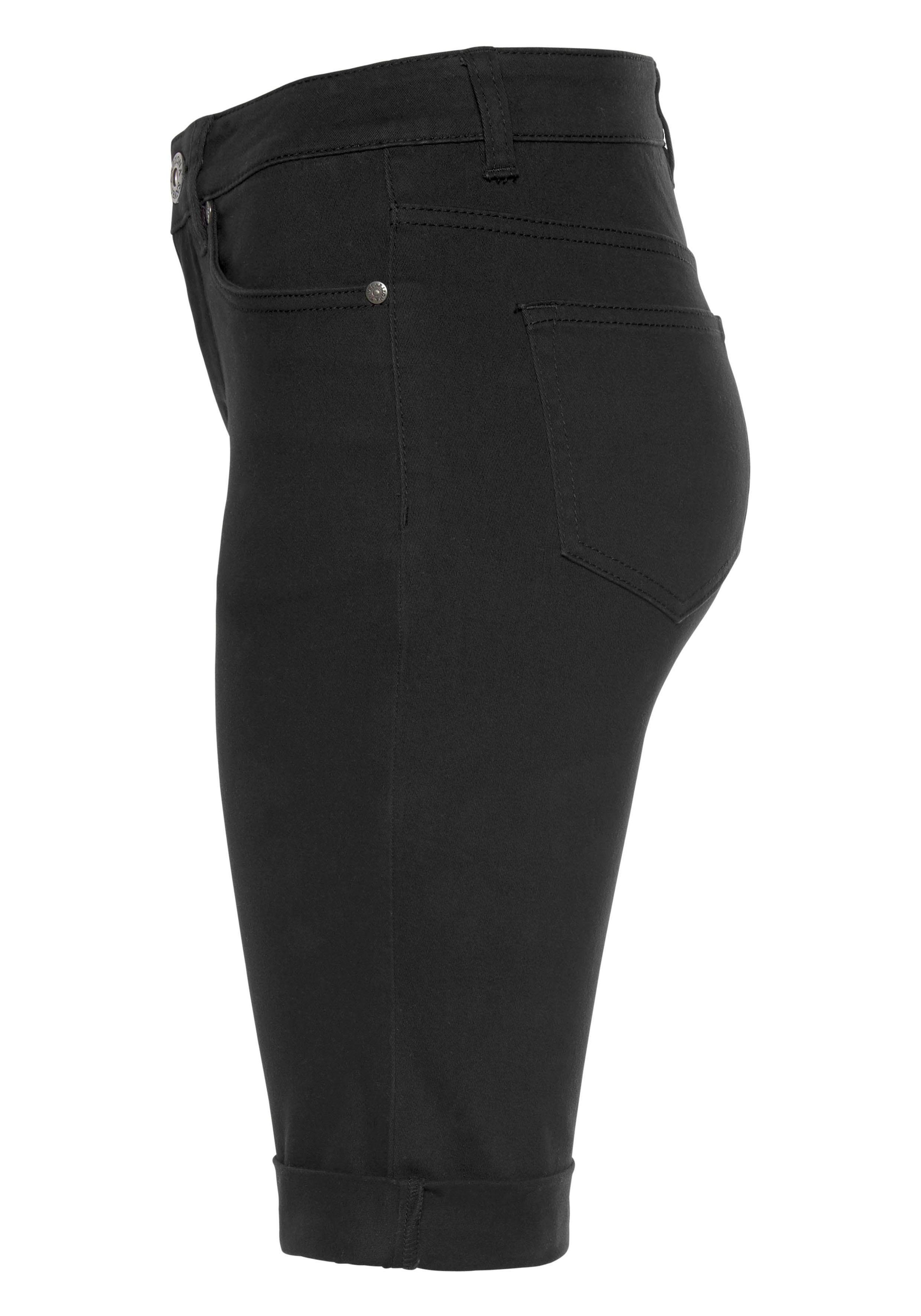 Arizona Jeansbermudas schmale Passform, krempelbarer Saum, Usedwaschung, hohe Leibhöhe