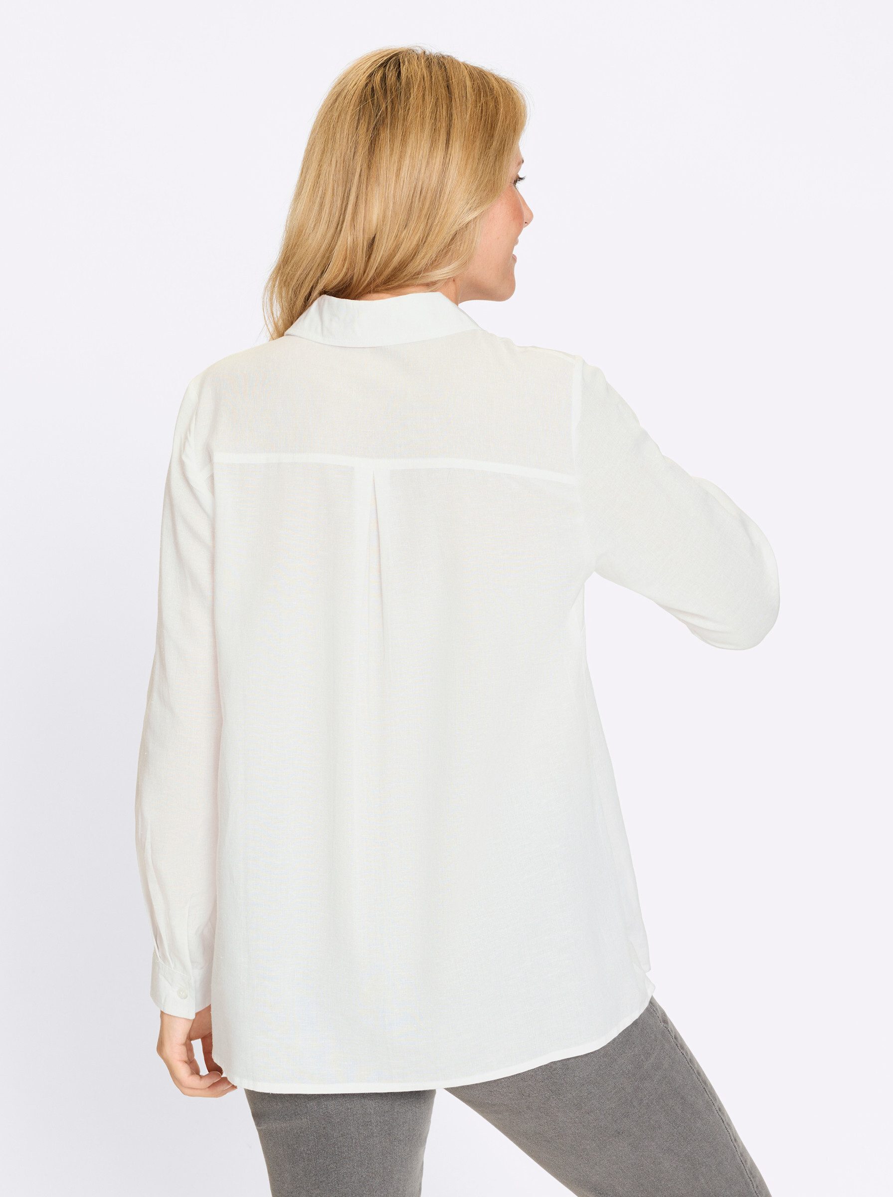 Sieh an! Klassische Bluse Longbluse Langarm