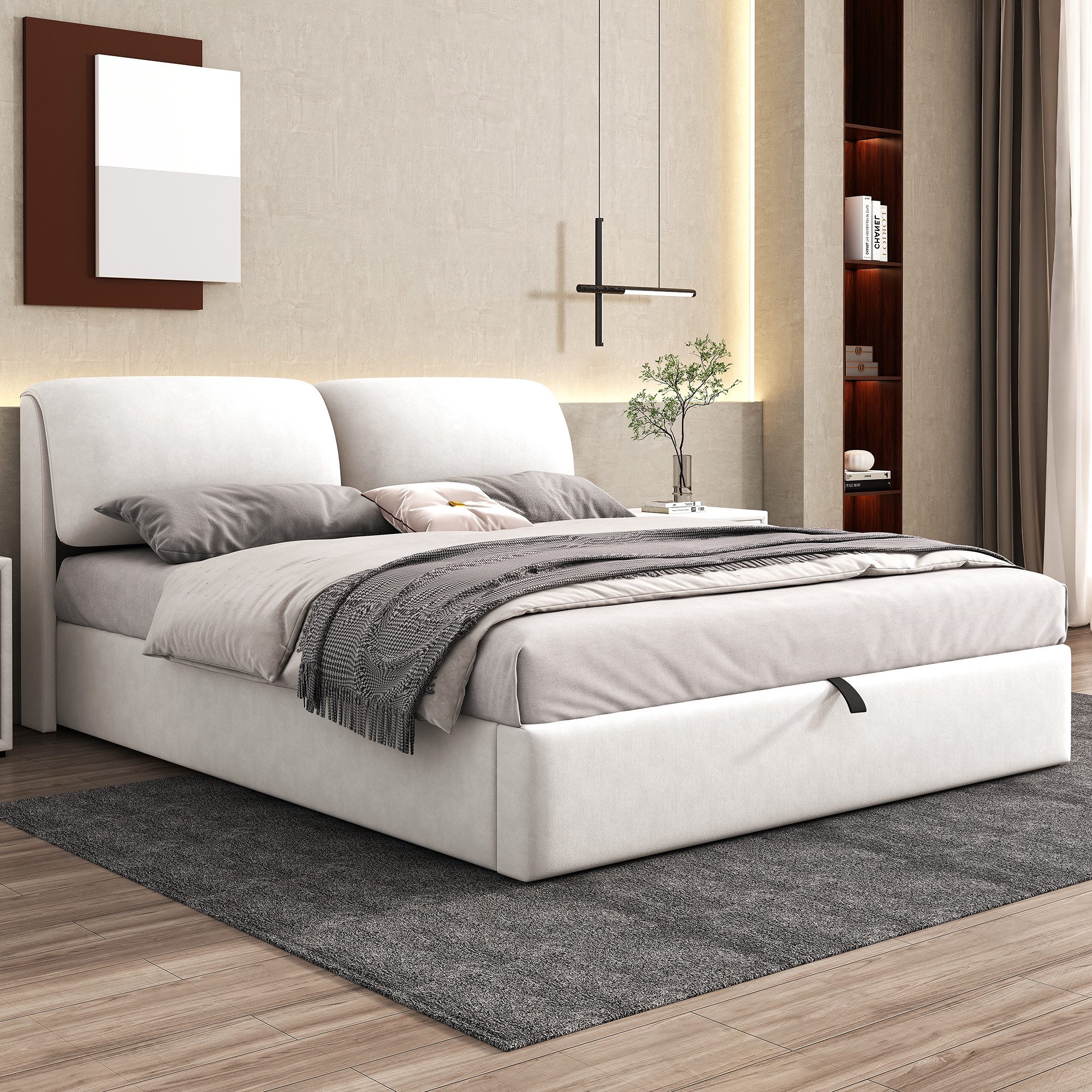 MODFU Polsterbett Schlafzimmerbett mit hydraulischem Bettkasten günstig online kaufen