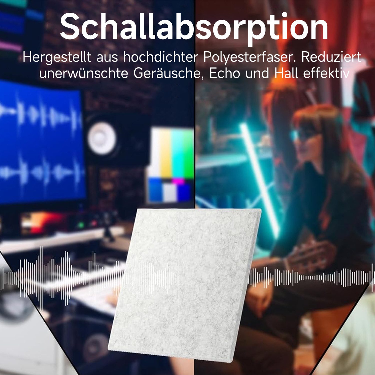 OSTWOLKE Akustikplatte Selbstklebend Schallabsorber Schallschutzplatten 30 x 30 x 0,9cm, (12-St), für Studio, Büro, Akustische Behandlung & Wanddekoration