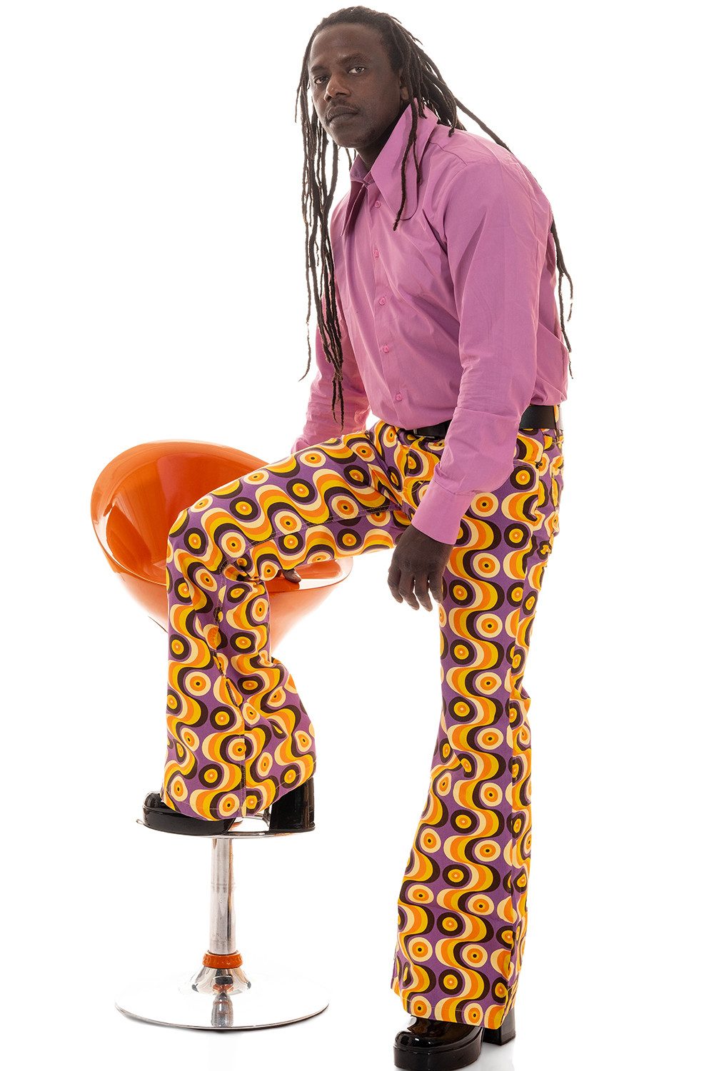 Comycom Schlaghose Herren STAR WAVES violett gelb