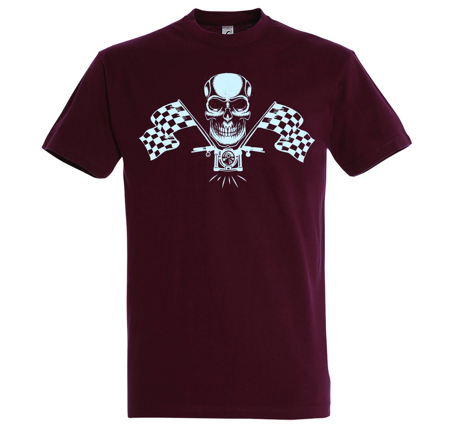 Youth Designz T-Shirt MotorradSkull Herren-Tshirt mit lustigem Spruch Burgund