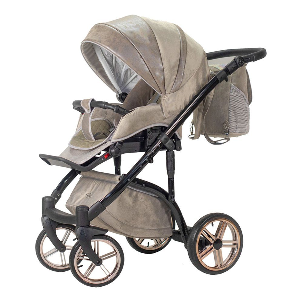 Lux in babies-on-wheels 1 Kombi-Kinderwagen 16 Teile - Kinderwagen-Set in Farben - Vip 11 Beige-Dekor 2