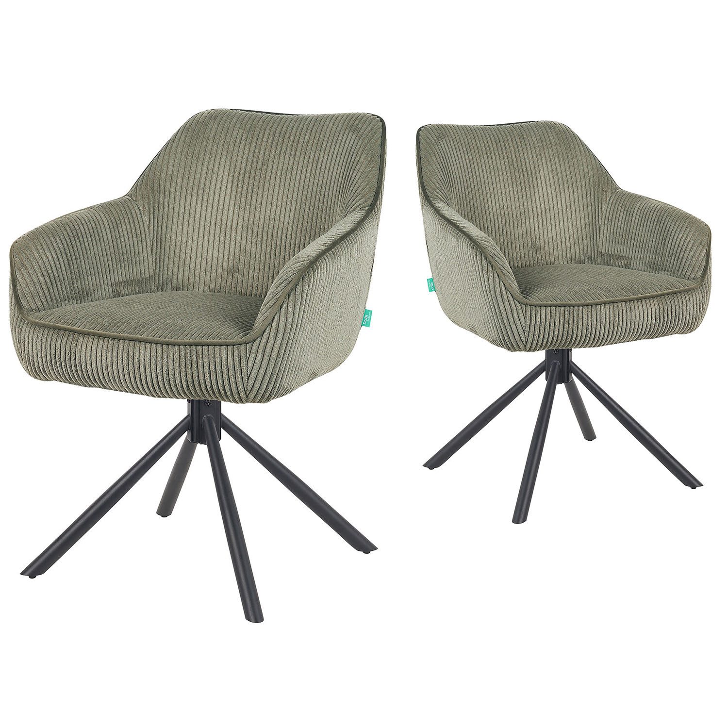 DUBI Möbel Polsterstuhl Mika-Maya, Federkern, pulverbeschichtet, 360° drehbar im 2er-Set