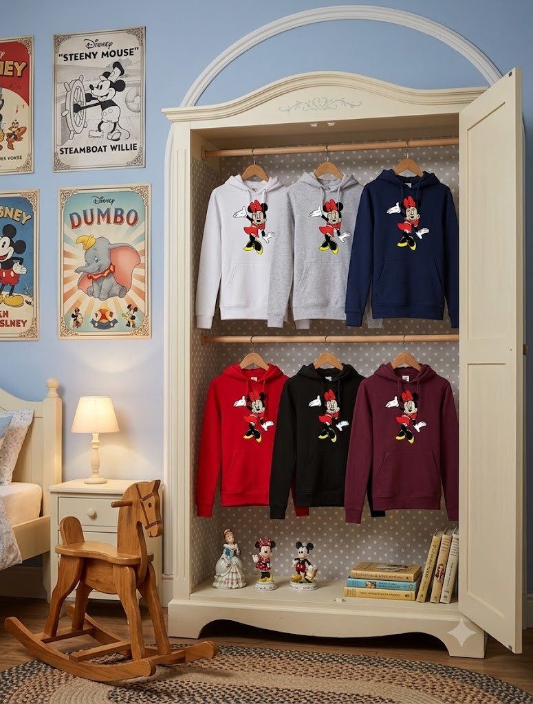 Blondie & Brownie Hoodie Damen Hoodie Tanzende Minnie Maus Retro Cartoon Print Freizeitlook (Einzelstück, Einzelartikel) Mausballett Vintage Streetwear Edition