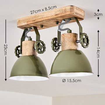 hofstein Deckenleuchte »Cotes« Deckenlampe aus Metall/Holz in Grün/Weiß/Braun, ohne Leuchtmittel, mit verstellbaren Strahlern, 2xE27, Spot im Retro/Vintage Design