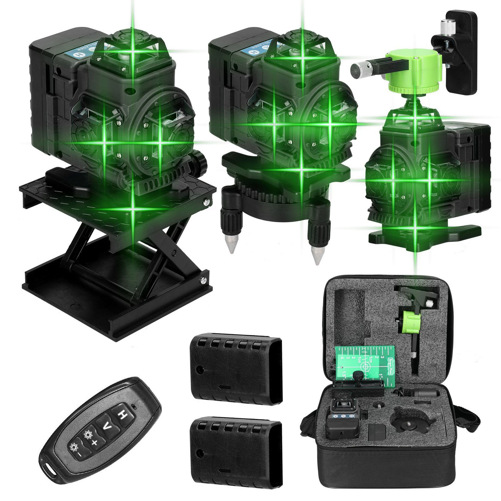 cocosity Линейный лазер Laser-Wasserwaage 3° Selbstnivellierend Heimwerker-Werkzeug Schwarz, 16 Linien, 3° selbstnivellierend, Boden, Wand, Mini-Größe, IP54