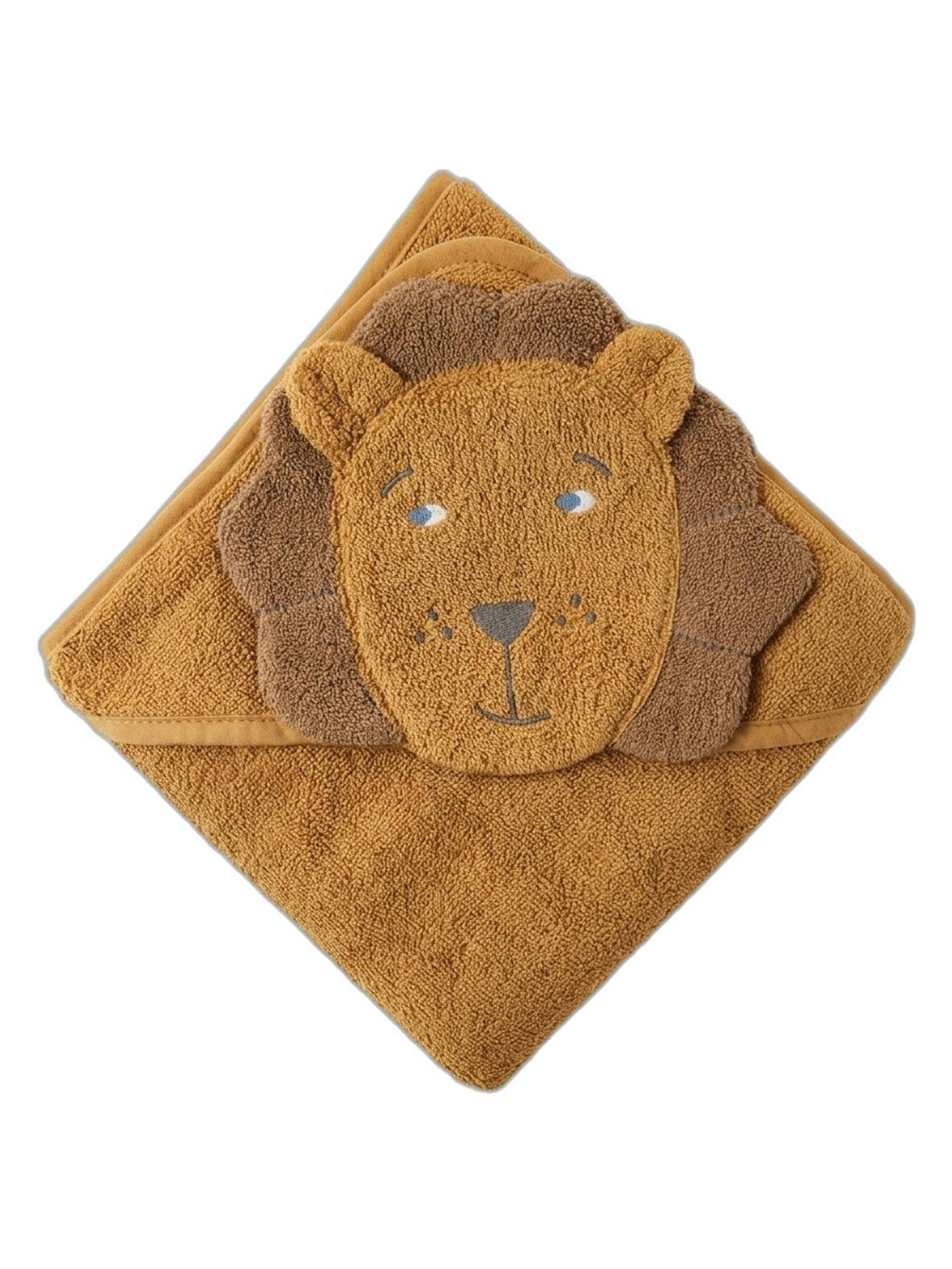 Liewood Wanduhr Bio-Baumwolle Kapuzenbadetuch "Leo der Löwe" (Kuckucksruf, Quarzuhr, automatische Nachtabschaltung)