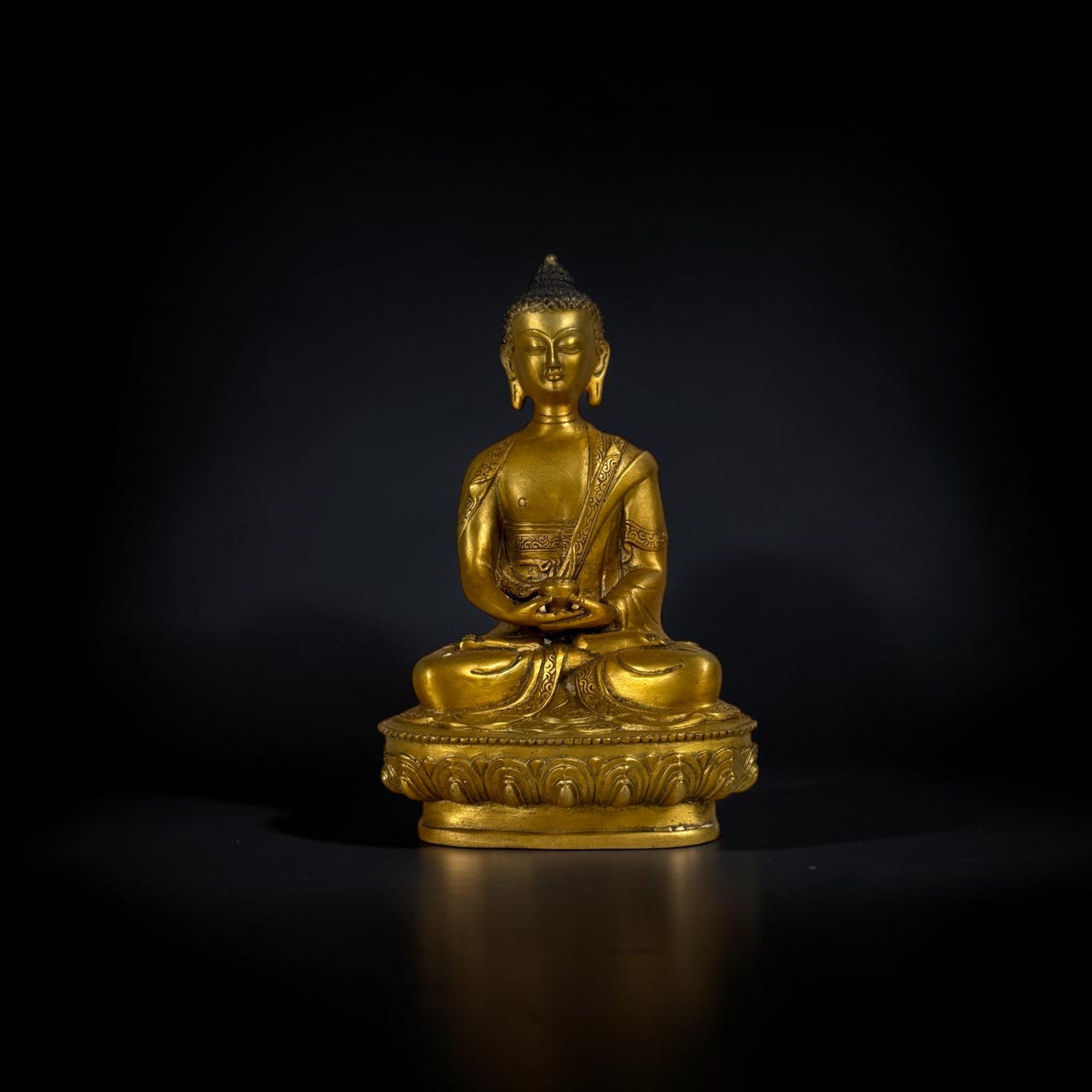 Asien LifeStyle Buddhafigur Bronze Buddha Figur Amitabha Meditation Skulptur 20 cm