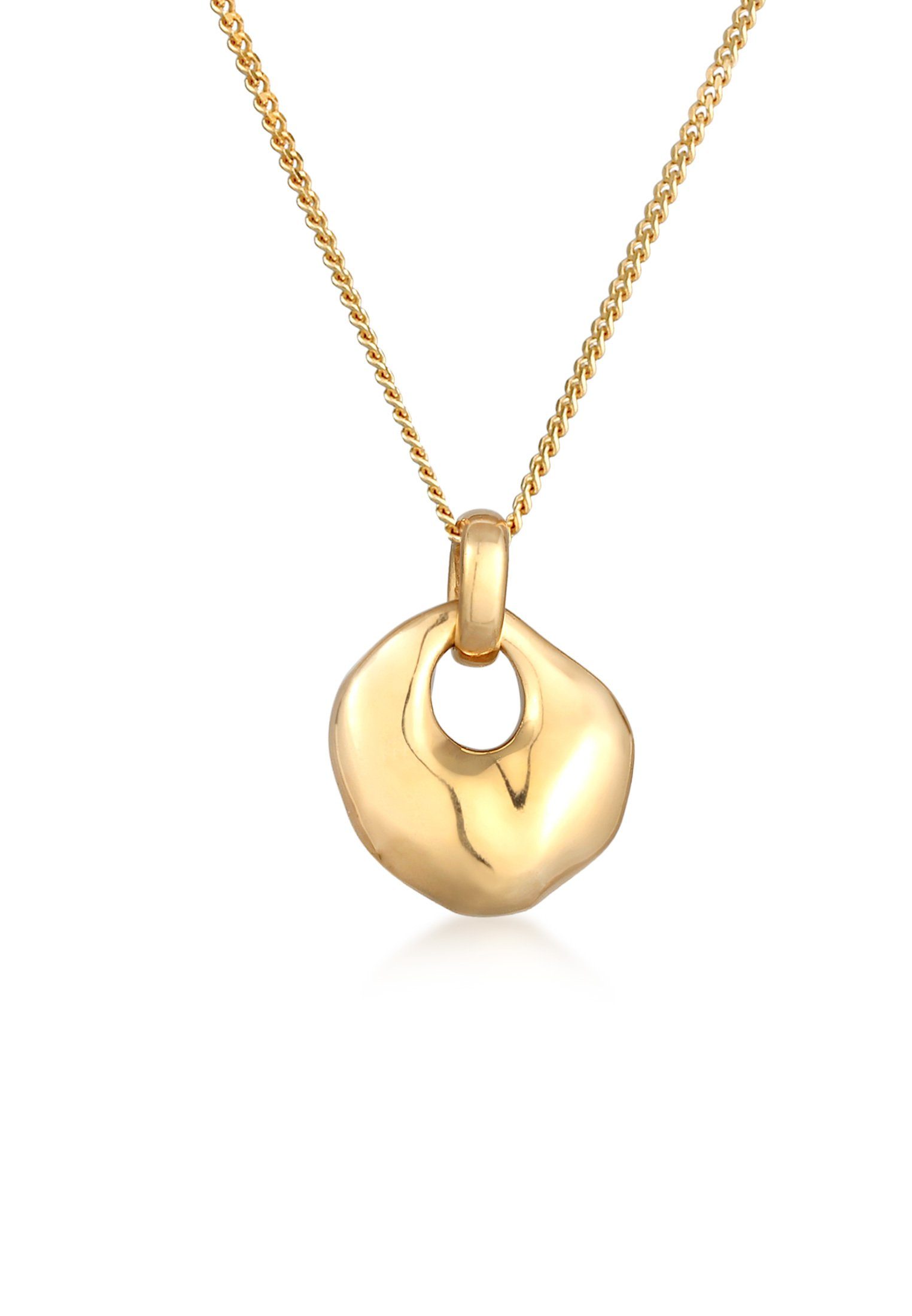 Kette mit Anhänger Disc Anhänger Organic Design 925 Silber vergoldet