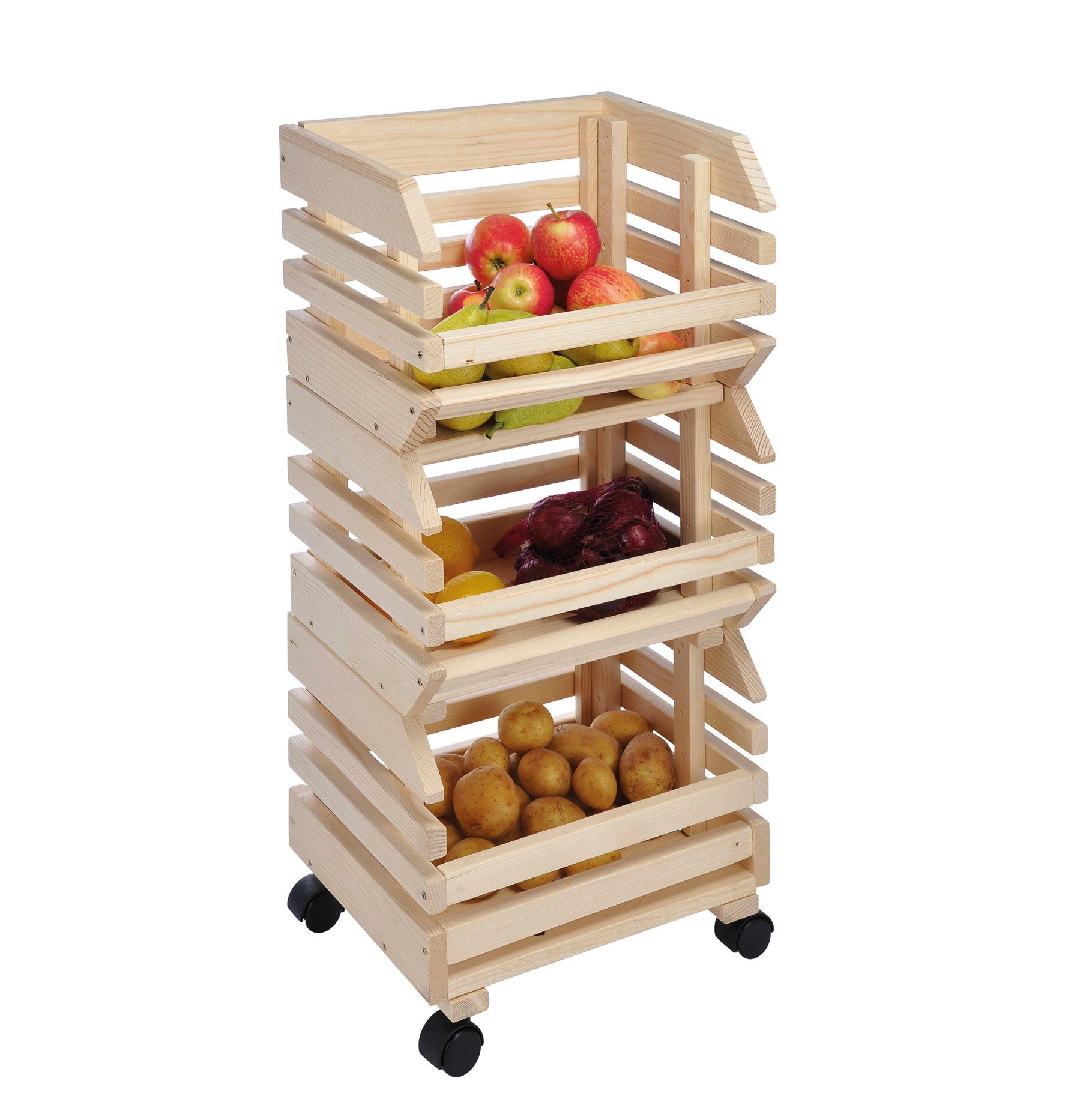 Haushalt International Kartoffelkiste Obsthorde 3tlg. mit FSC® aus Kiefernholz (1 St)