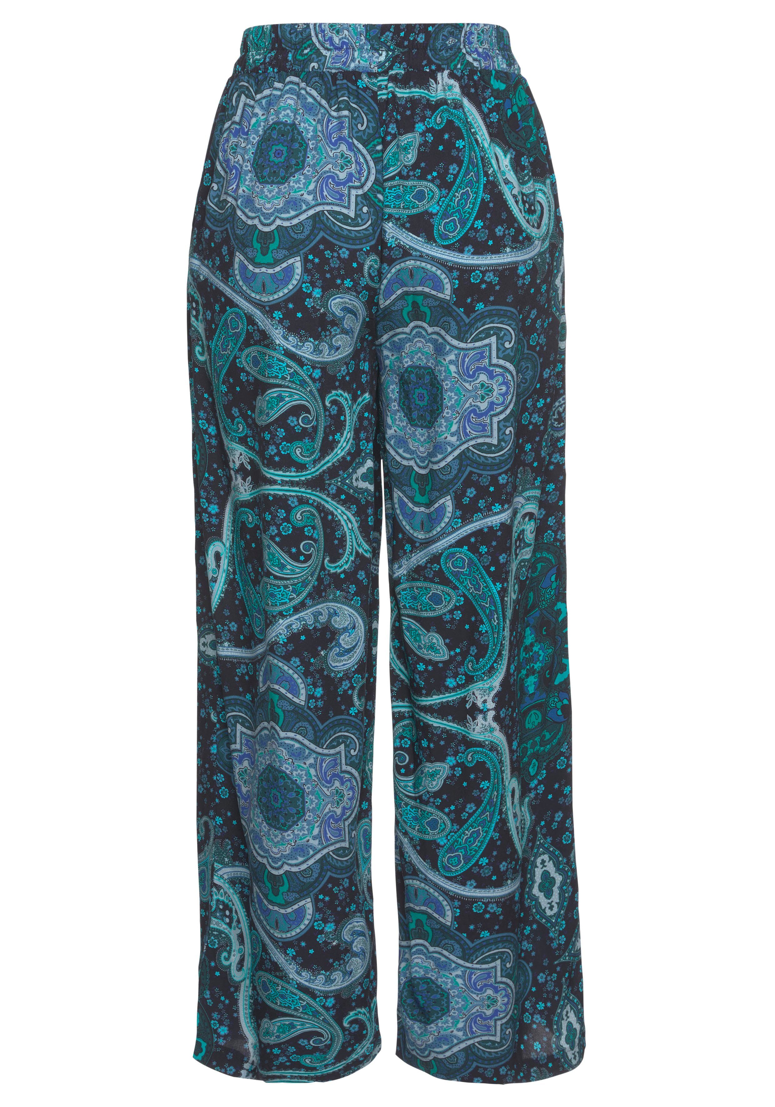 Vivance Palazzohose (mit Bindegürtel) und Paisleyprint, elastischer Bund, Schlupfhose, Stoffhose