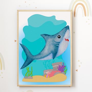 Tigerlino Poster Meerestiere Seepferdchen Wal Delfin 6er Set Kinderzimmer Wandbilder