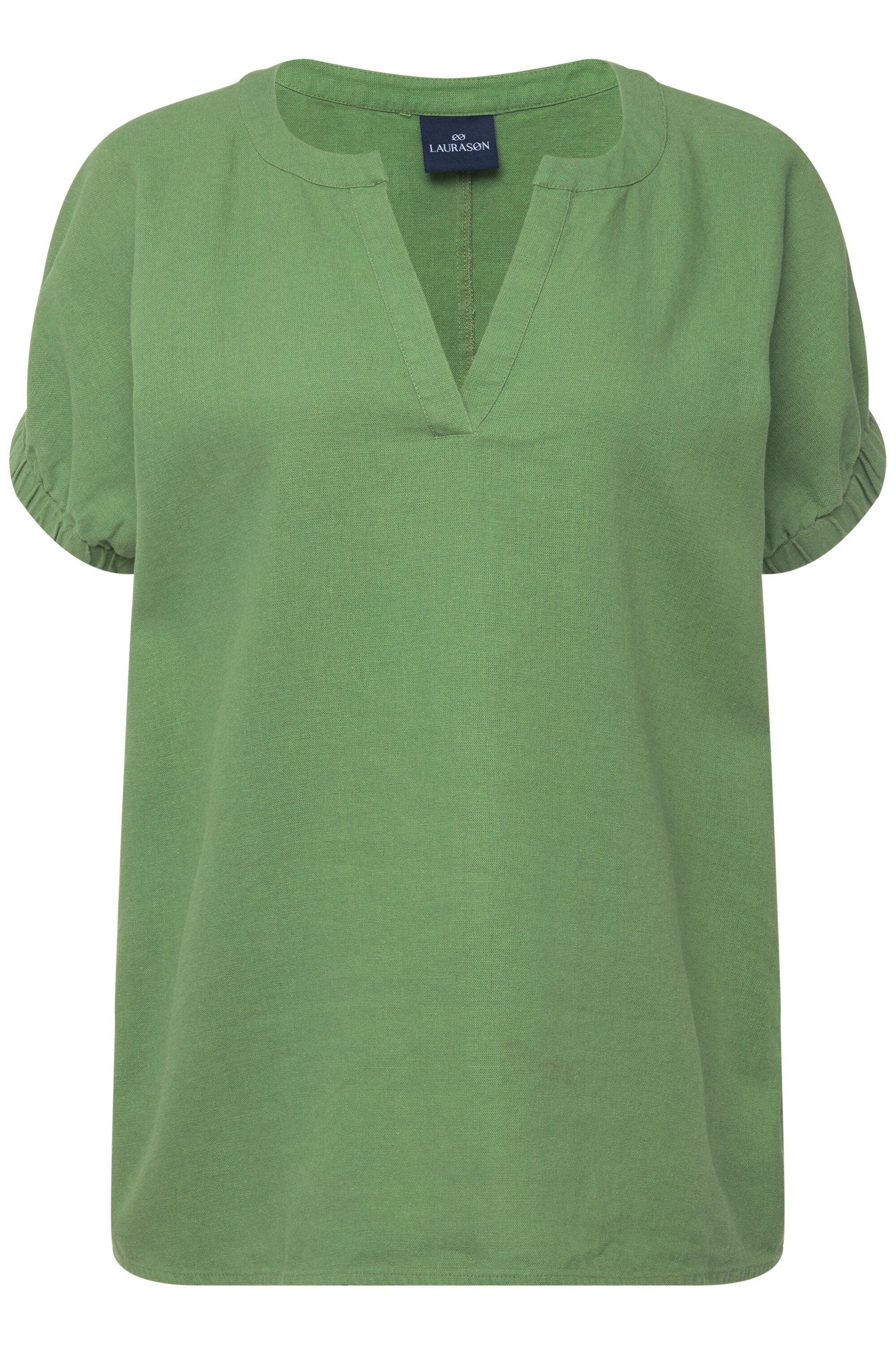 Laurasøn Druckbluse Leinenmix-Bluse Tunika-Ausschnitt günstig online kaufen