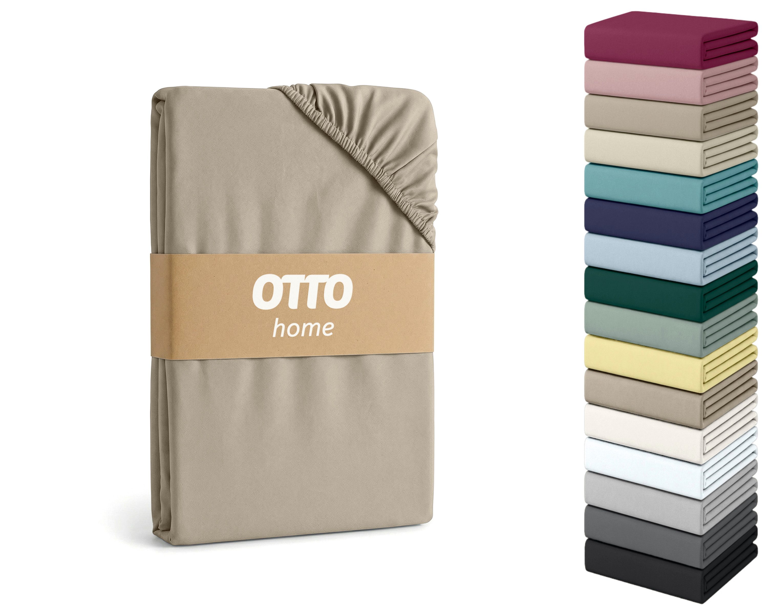 OTTO home Spannbettlaken Physalis Basic und PREMIUM Qualität, 100% Baumwolle, Jersey und Biber, Biber, Gummizug: rundum, (1 Stück), Bettlaken für Matratzen bis 18 cm Höhe, Spannbetttuch, Laken