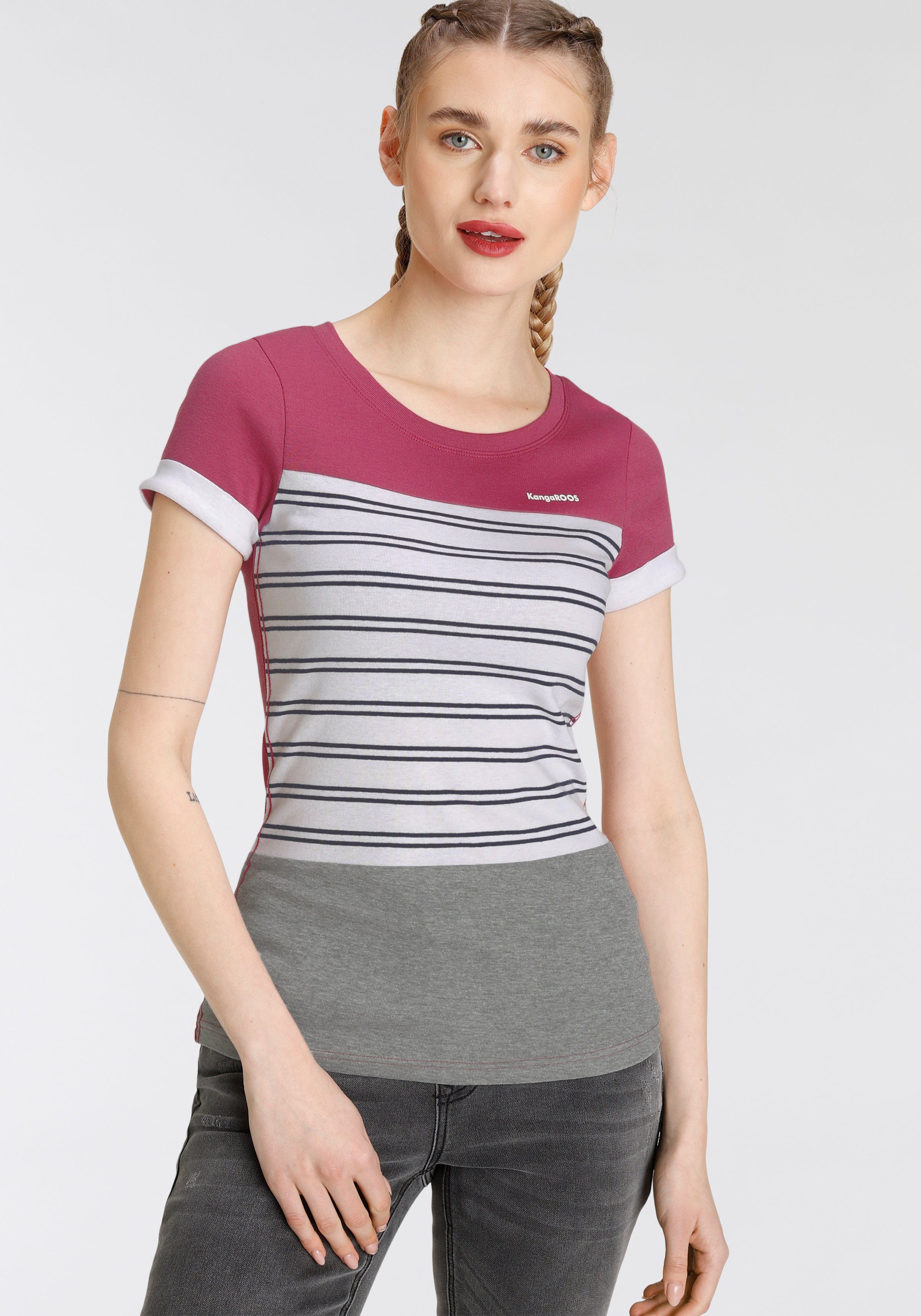 KangaROOS T-Shirt Colorblocking-Mix NEUE im trendigen Streifen - & KOLLEKTION