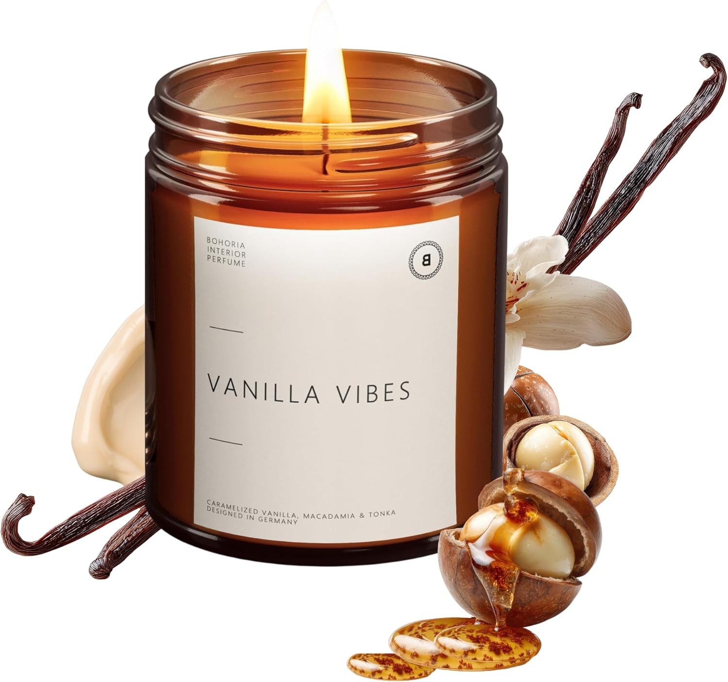 BOHORIA Duftkerze Vanilla Vibes 200 g – Vanille & Tonkabohne aus Sojawachs